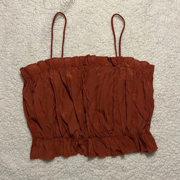 Frill Trim Ruched Bust Cami Top - Picture 1 of 5